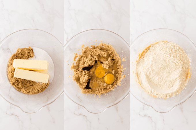 First set of process photos for Peppermint Bark Cookies.