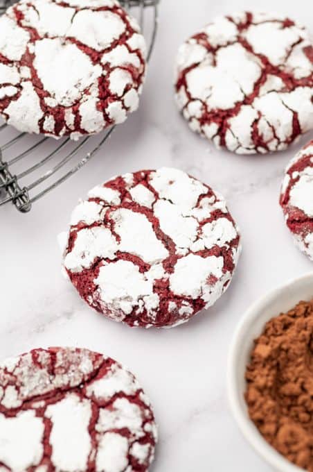 Chocolate crinkles with a red velvet twist.