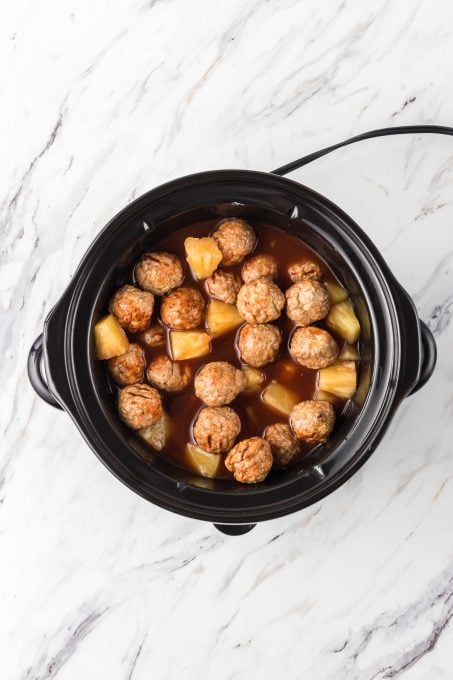 Meatball appetizer ready to be slow cooked.