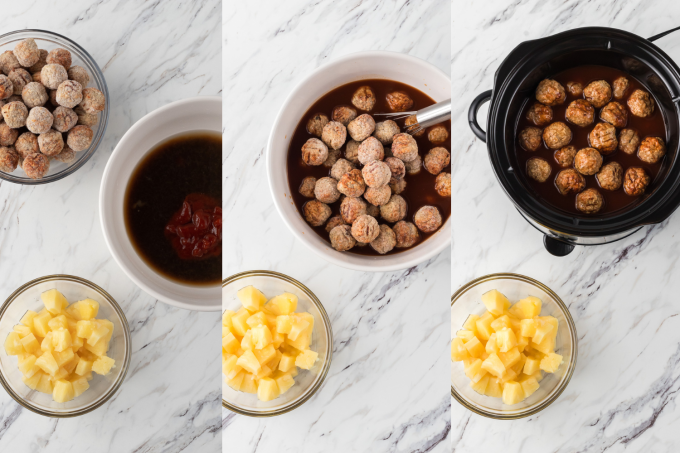 Process photos for Slow Cooker Sweet and Sour Meatballs.