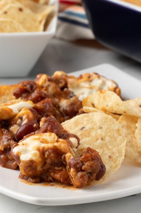 A cheese dip with chili.