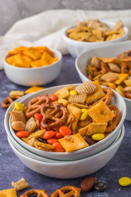 A classic snack mix for any occasion.